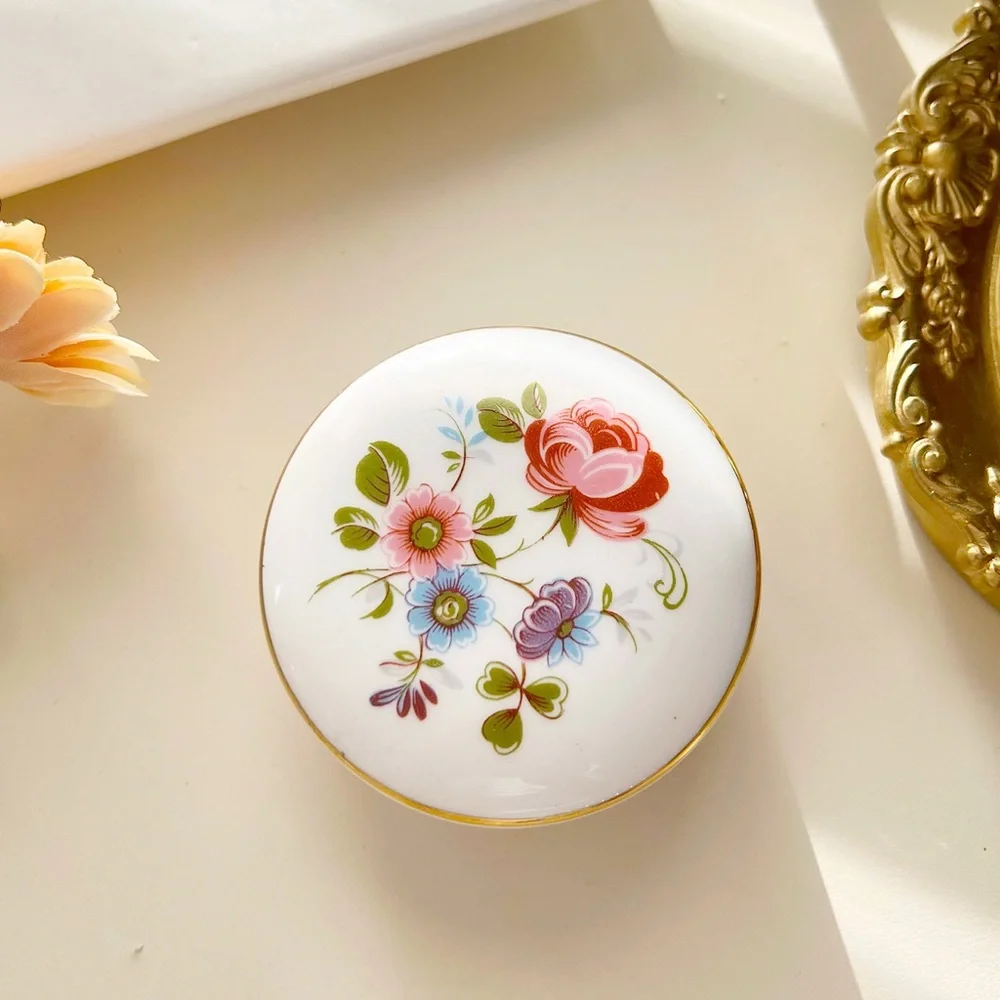 Vintage Queensway Floral Bone China Trinket Jewelry Box